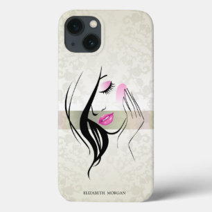 Elegante Vintage,Chique,Silhueta de Menina com Ren