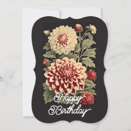 Elegante Vintage Dahlia Flower Feliz Aniversário