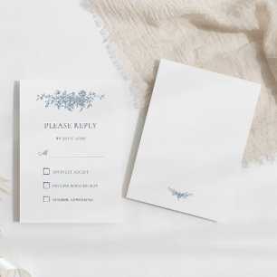 Elegante Vintage Floral Blue Weding RSVP