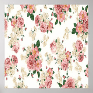 Elegante Vintage Floral Wallpaper Poster