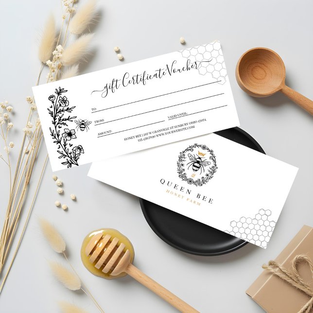 Elegante Vintage Honey Bee Queen Gift Certificate (Elegant Vintage Honey Bee Queen Gift Certificate)