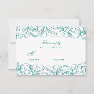 Elegante vintage joga cartas rsvp de casamento