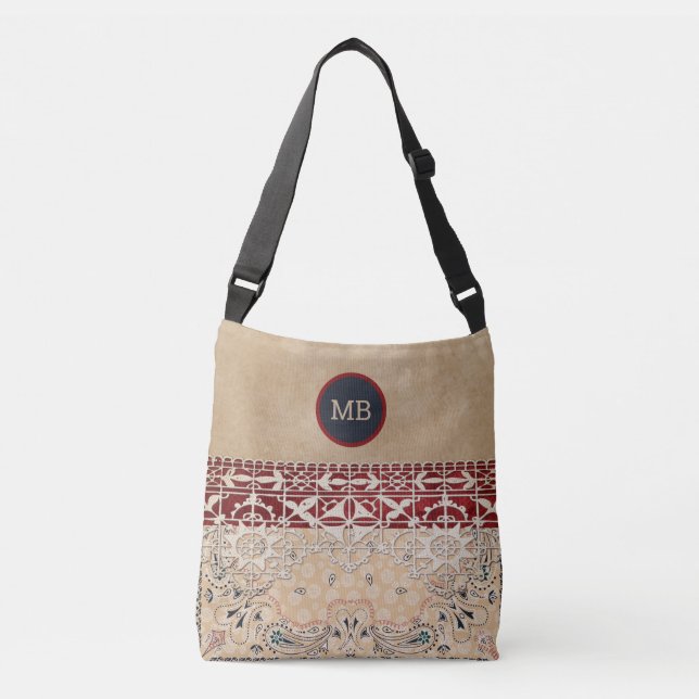 Elegante Vintage Monogramed Tote Bag (Frente)