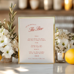 Elegante Vintage Red & Ivory WedBar Menu