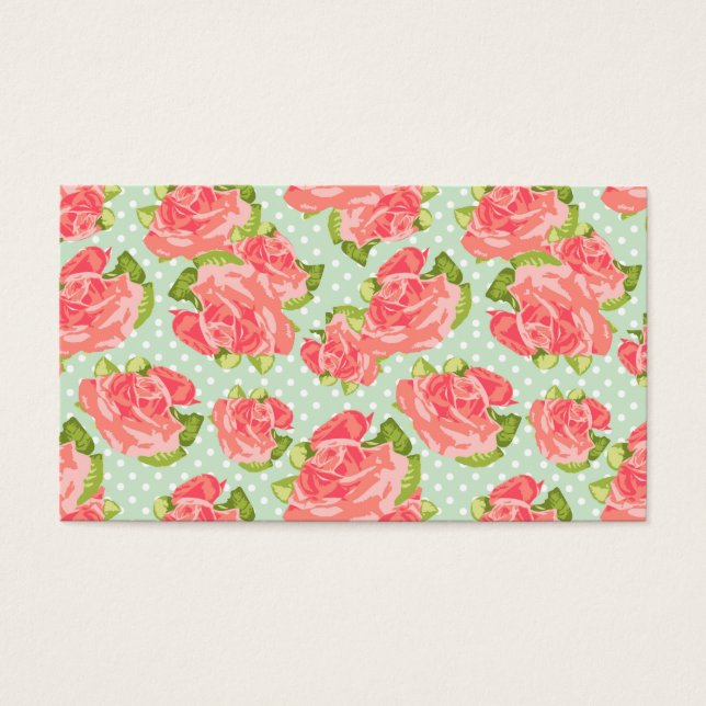 Elegante Vintage Retro Floral Impressão Rosa Mint  (Frente)