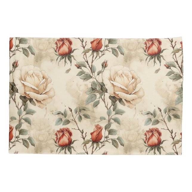 Elegante Vintage Rosa Fllower Beige Floral Design (Verso)
