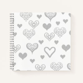 Elegante Vintage Silver Hearts Wedding Book
