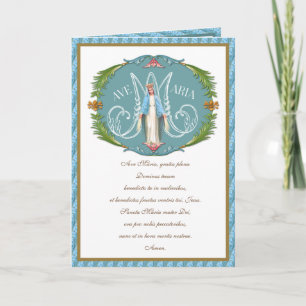 Elegante Virgem Maria Ave Maria Cartão Religioso