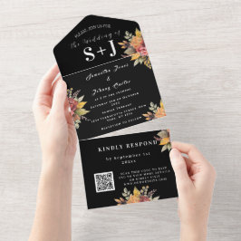 Elegante Watercolor Earthy Floral Weding RSVP