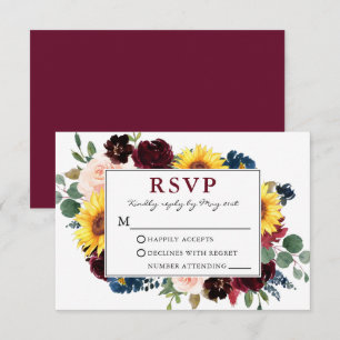 Elegante Watercolor Floral Burgundy - RSVP