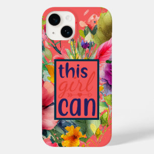Elegante Watercolor Floral Citação "This Girl Can"