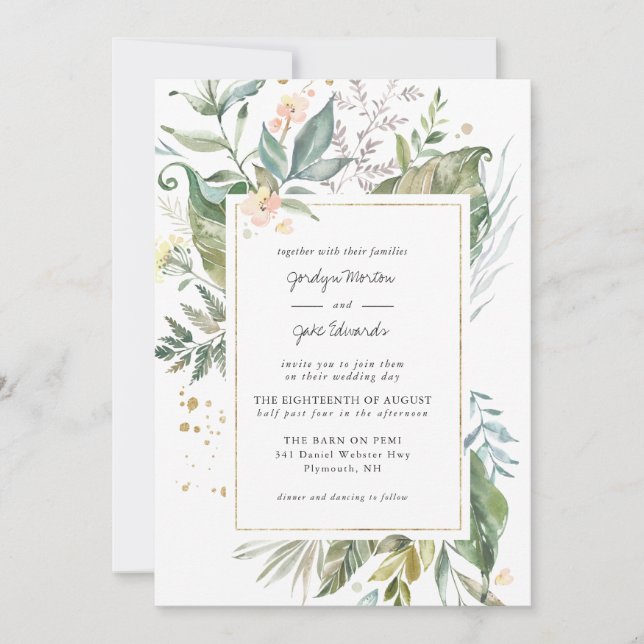 Elegante Watercolor Greenery | Casamento Floral Ro (Frente)