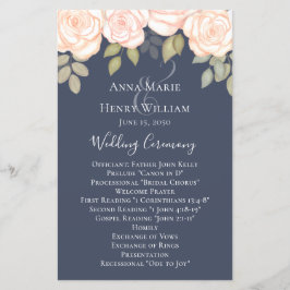 Elegante Watercolor Greenery Rosa Weding Program