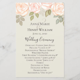 Elegante Watercolor Greenery Sage Weding Program
