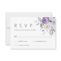 Elegante Watercolor Purple Floral Weding RSVP