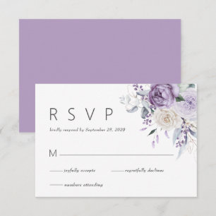 Elegante Watercolor Purple Floral Weding RSVP