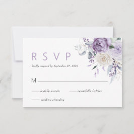 Elegante Watercolor Purple Floral Weding RSVP