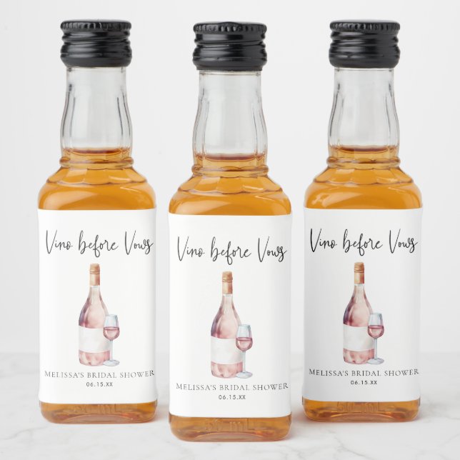 Elegante Watercolor Vino Antes do Chá de panela Vo (Garrafas)