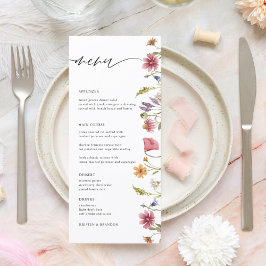 Elegante Watercolor Wildflower Floral Menu