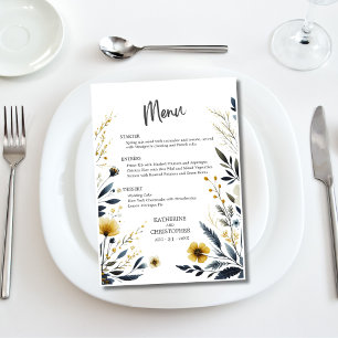 Elegante Watercolor Wildflower Wedding Menu