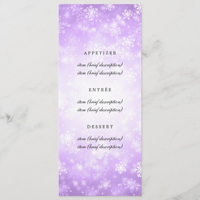 Elegante Wedding Menu Purple Winter Wonderland (Frente)