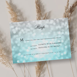 Elegante Wedding RSVP Bokeh Lights Beach Ombre