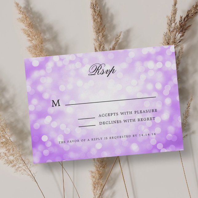 Elegante Wedding RSVP Bokeh Luz Roxo (Elegant Wedding RSVP Bokeh Lights Purple )
