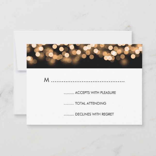 Elegante Wedding RSVP Dourado Glam Hollywood (Frente)