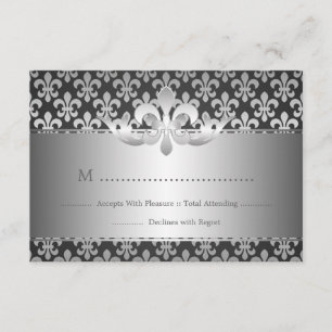 Elegante Wedding RSVP Fleur De Lis Black