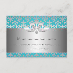 Elegante Wedding RSVP Fleur De Lis Blue