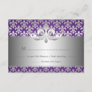 Elegante Wedding RSVP Fleur De Lis Purple