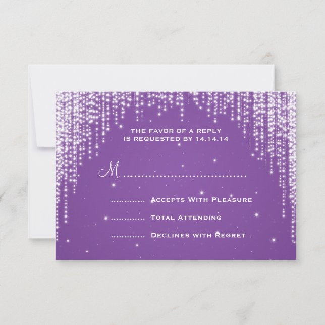 Elegante Wedding RSVP Night Dazzle Black (Frente)
