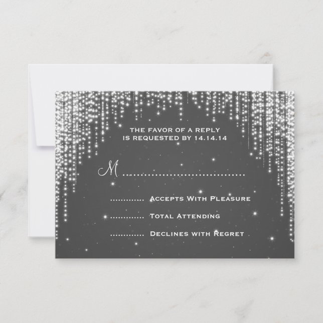 Elegante Wedding RSVP Night Dazzle Black (Frente)