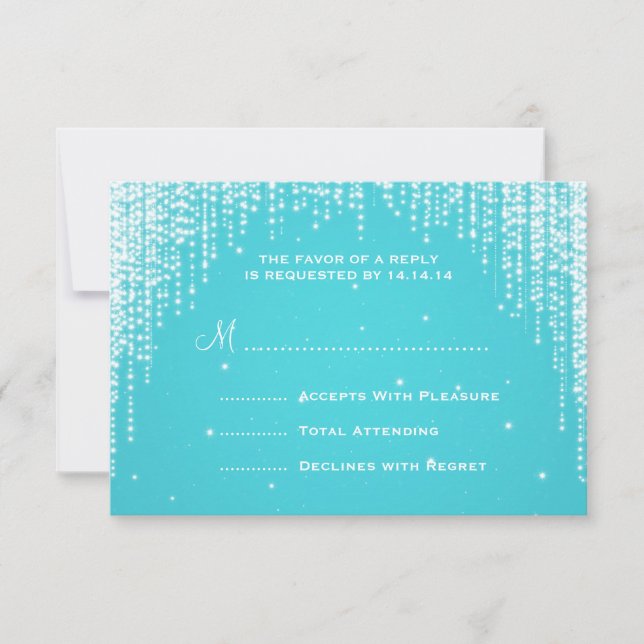 Elegante Wedding RSVP Night Dazzle Blue (Frente)