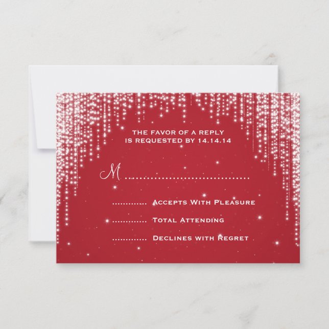 Elegante Wedding RSVP Night Dazzle Red (Frente)