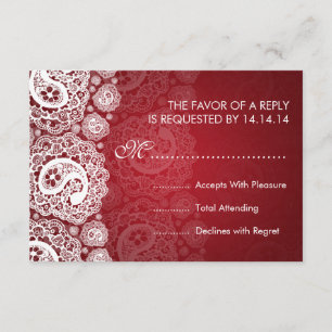 Elegante Wedding RSVP Paisley Lace Red