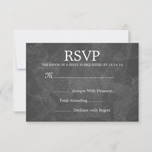 Elegante Wedding RSVP Romântico Paris Negro (Frente)