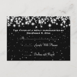 Elegante Wedding RSVP Winter Sparkle Black