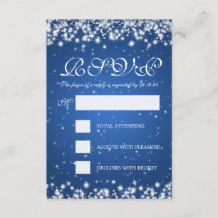 Elegante Wedding RSVP Winter Sparkle Blue