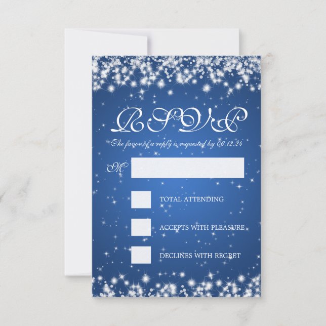 Elegante Wedding RSVP Winter Sparkle Blue (Frente)