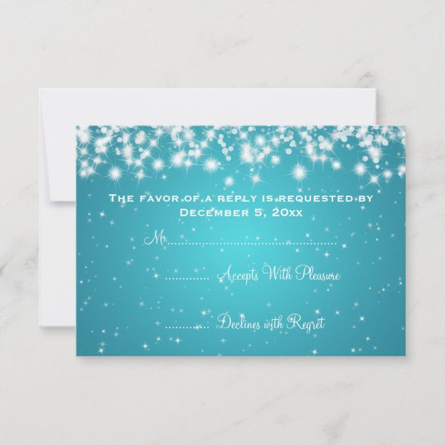 Elegante Wedding RSVP Winter Sparkle Blue (Frente)