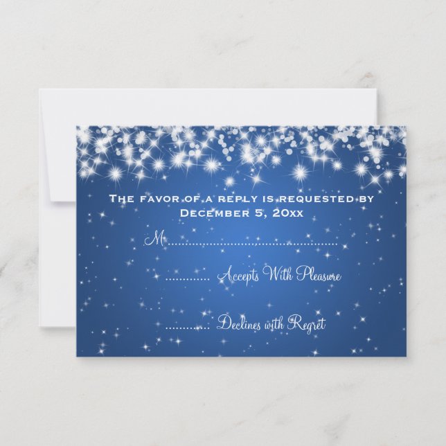 Elegante Wedding RSVP Winter Sparkle Blue (Frente)