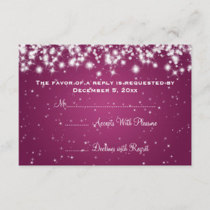 Elegante Wedding RSVP Winter Sparkle Pink
