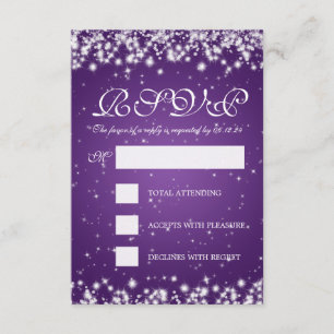 Elegante Wedding RSVP Winter Sparkle Purple