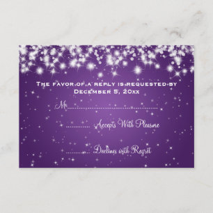 Elegante Wedding RSVP Winter Sparkle Purple