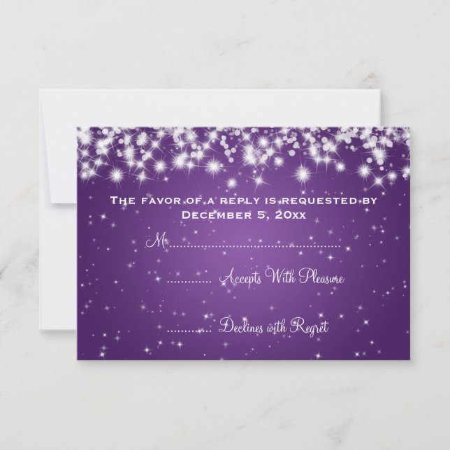 Elegante Wedding RSVP Winter Sparkle Purple (Frente)