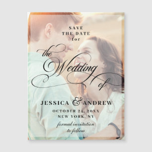 Elegante Wedding Save the Date PHOTO Magnetic Card