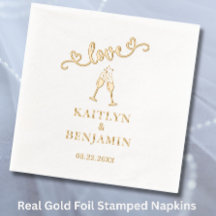 Elegante Weding Love Real Foil Stamped Napkins