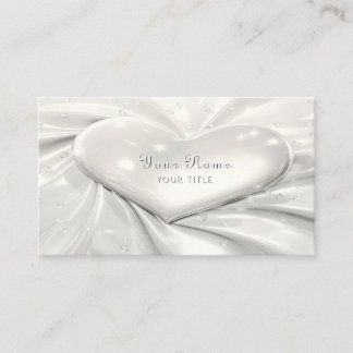 Elegante White Cream Heart Cartão de visita