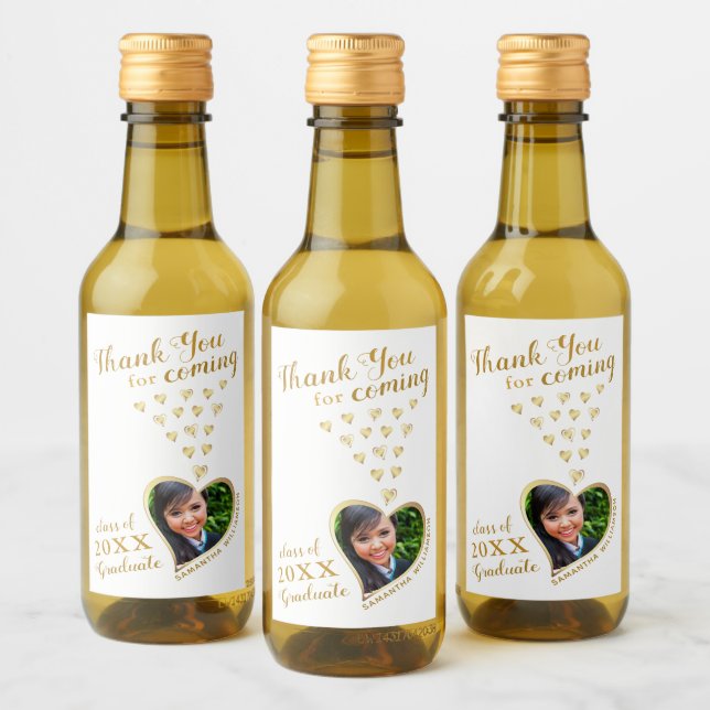 Elegante White Dourado Obrigado, Graduação 2025 (Garrafas)